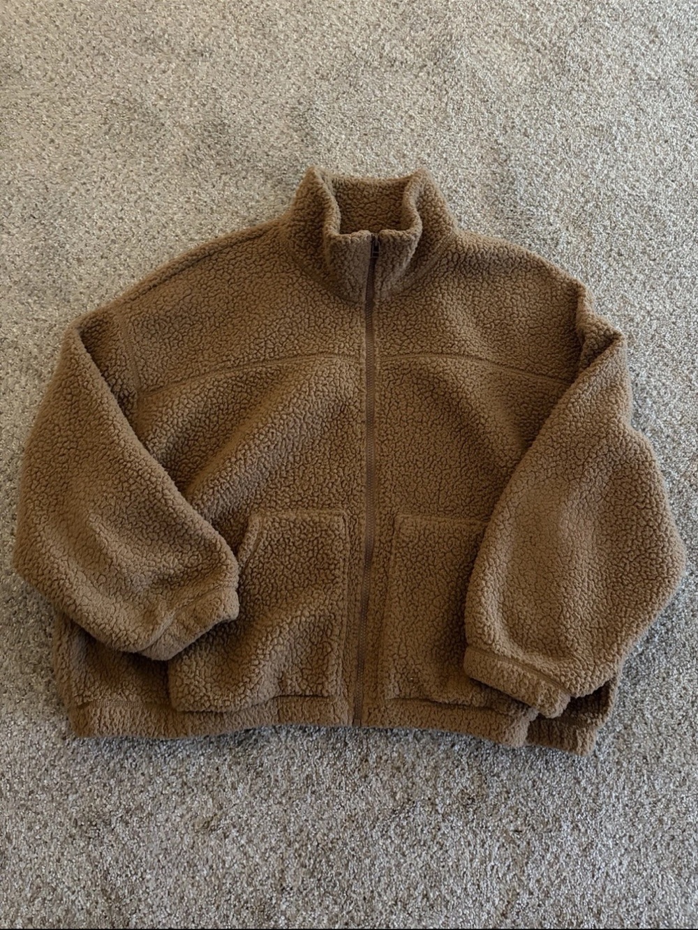Old Navy Brown Sherpa Zip-Up Jacket